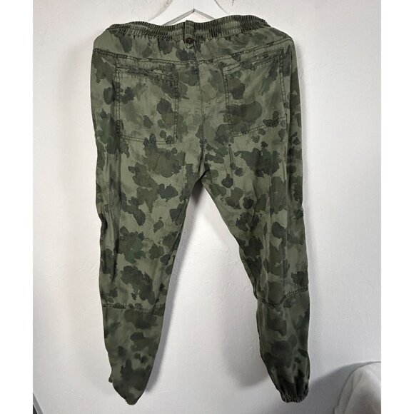 By Anthropologie Womens Green Camo Jogger Pants Medium Tencel Drawstring Waist - Picture 2 of 10